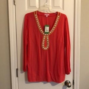 NWT Lilly Pulitzer coral long sleeved shirt size L